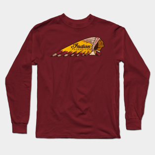 Retro Indian Motorcycle Sign Long Sleeve T-Shirt - Retro Indian Motorcycle Sign by funkymonkeytees